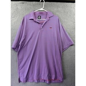 FJ Polo Shirt XL Striped Pink Blue Short Sleeve Stretch Performance Golf Footjoy